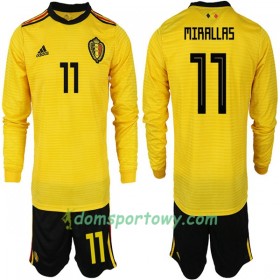 Koszulka Belgia MIRALLAS 11 Dziecięcy Wyjazdowe Koszulki Piłkarskie Mistrzostwa Świata 2018 Długi Rękaw
